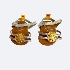 Build A Bear Doll Shoes Sandals Gold Silver BAB